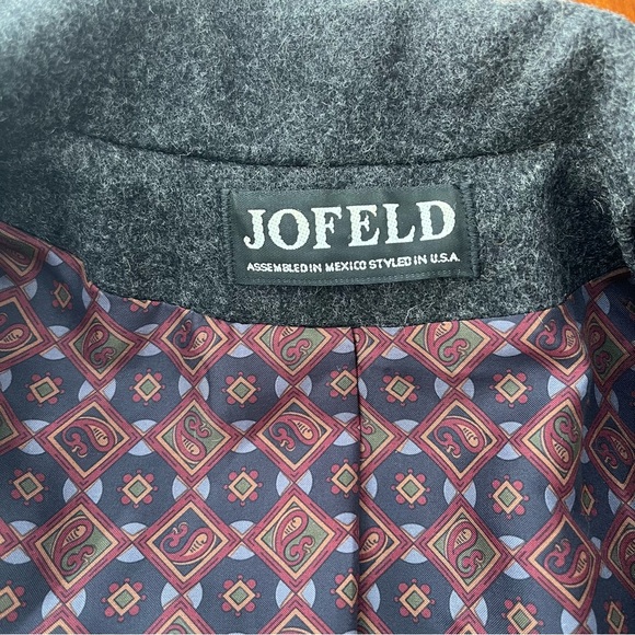 π§₯ JOFELD Wool Blend Long Coat Double Breasted Gray Winter Trench Jacket M - Picture 7 of 9